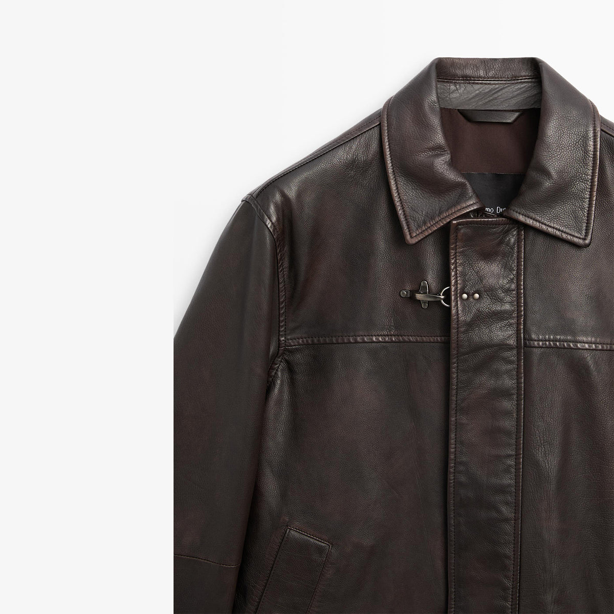 MilleDollari Men's Luxury Dark Brown Leather Jacket | Premium Leather Jacket with Shirt Collar & Front Pockets