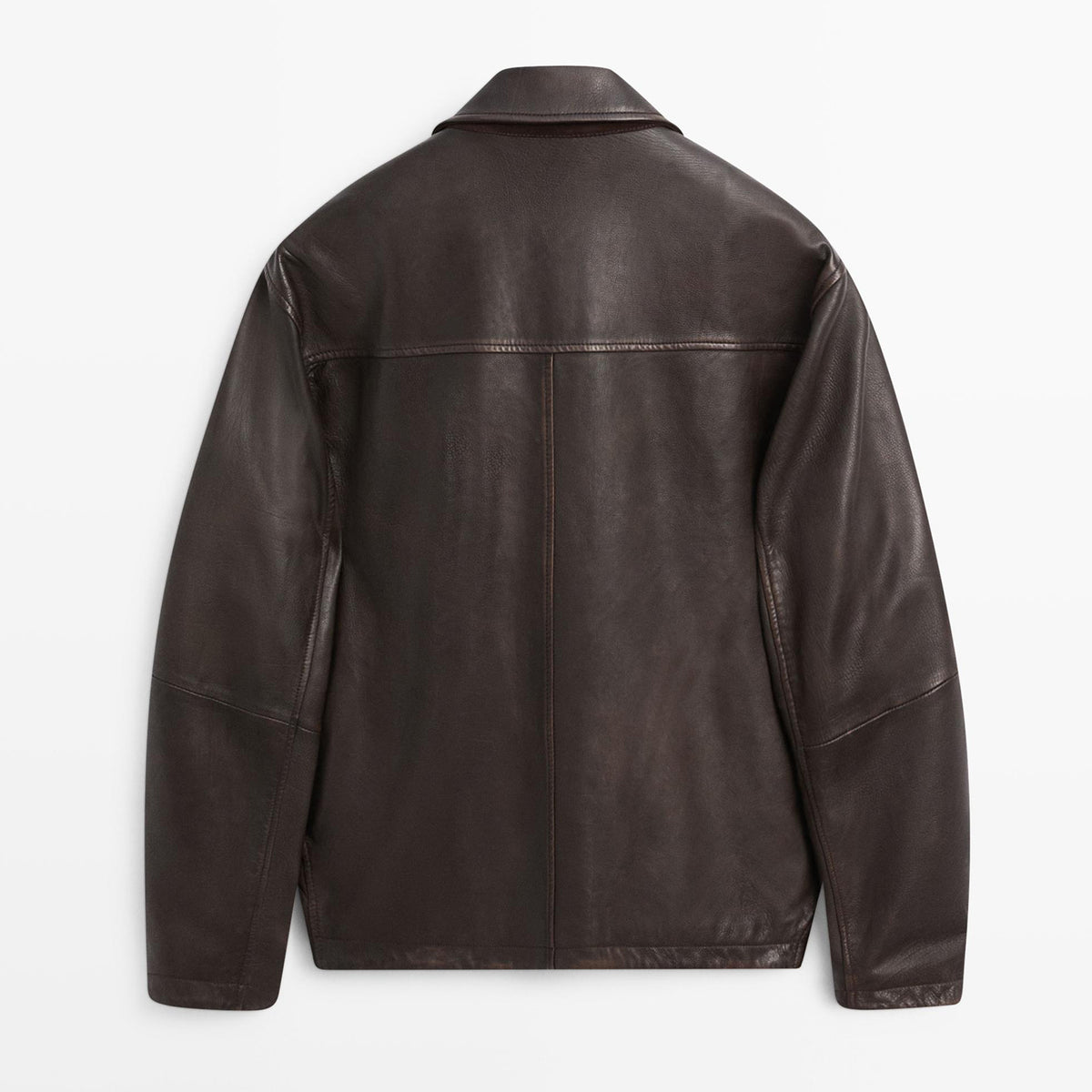 MilleDollari Men's Luxury Dark Brown Leather Jacket | Premium Leather Jacket with Shirt Collar & Front Pockets