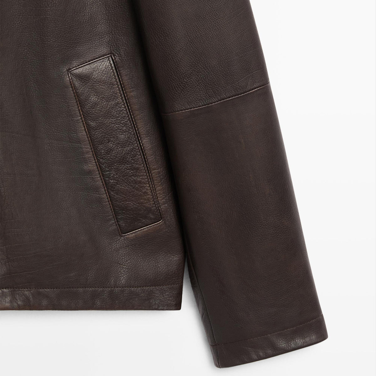 MilleDollari Men's Luxury Dark Brown Leather Jacket | Premium Leather Jacket with Shirt Collar & Front Pockets