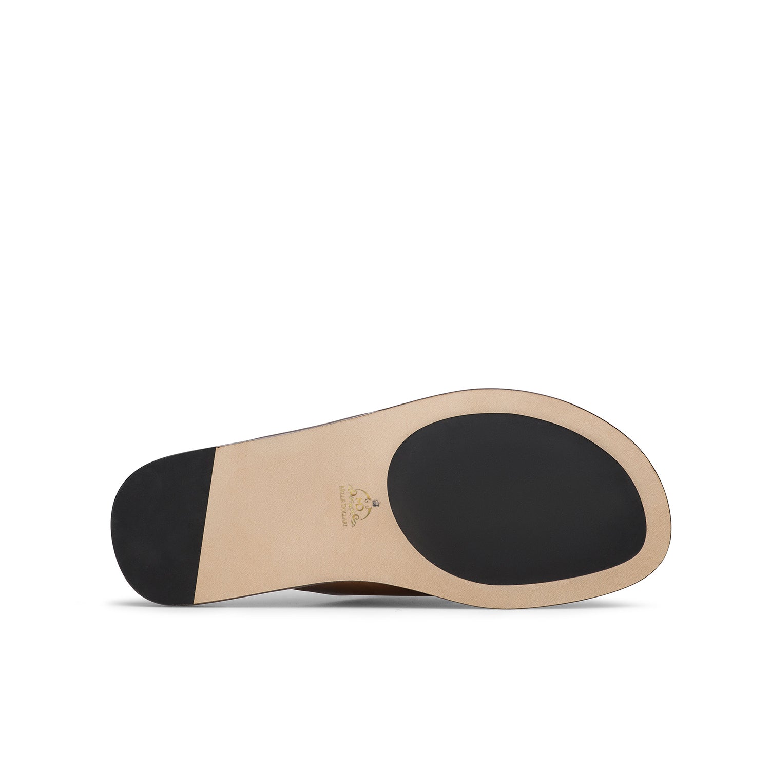 Men’s Brown Leather Cross Strap Slip-On Sandals – Top View