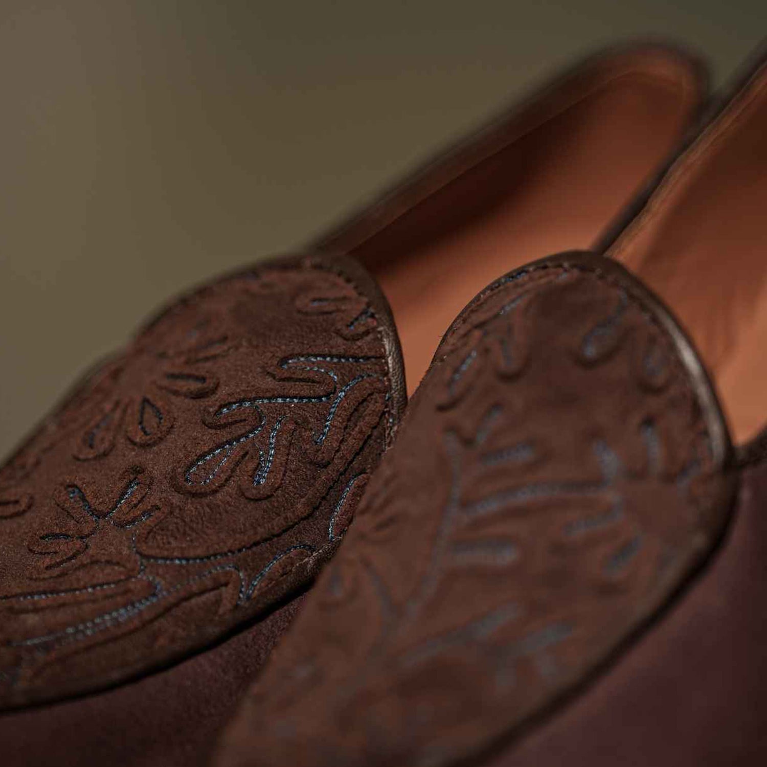 Elegant Handcrafted Brown Leather Loafers with Embossed Detail