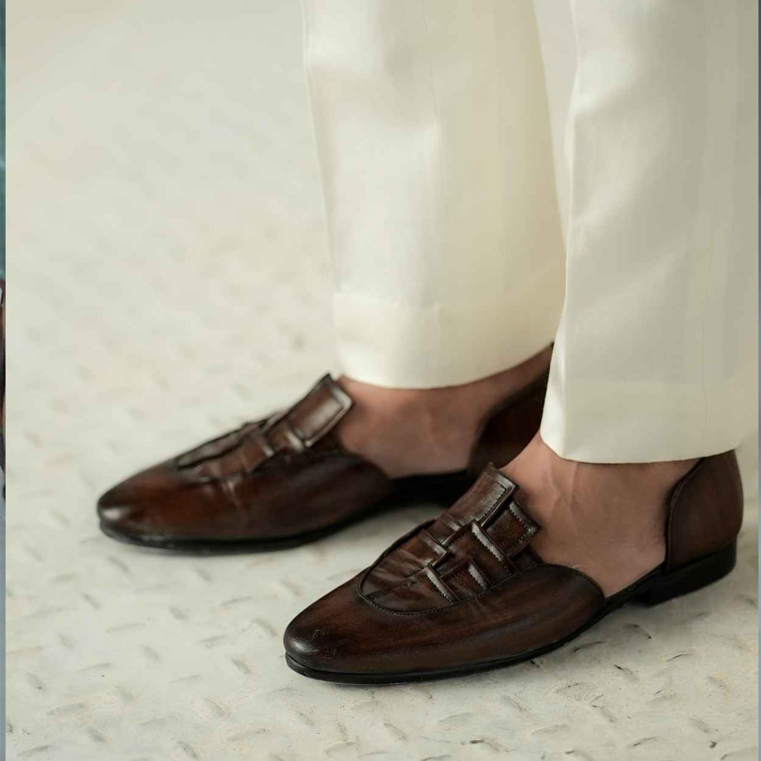 Sophisticated Brown Leather Buckle Loafers