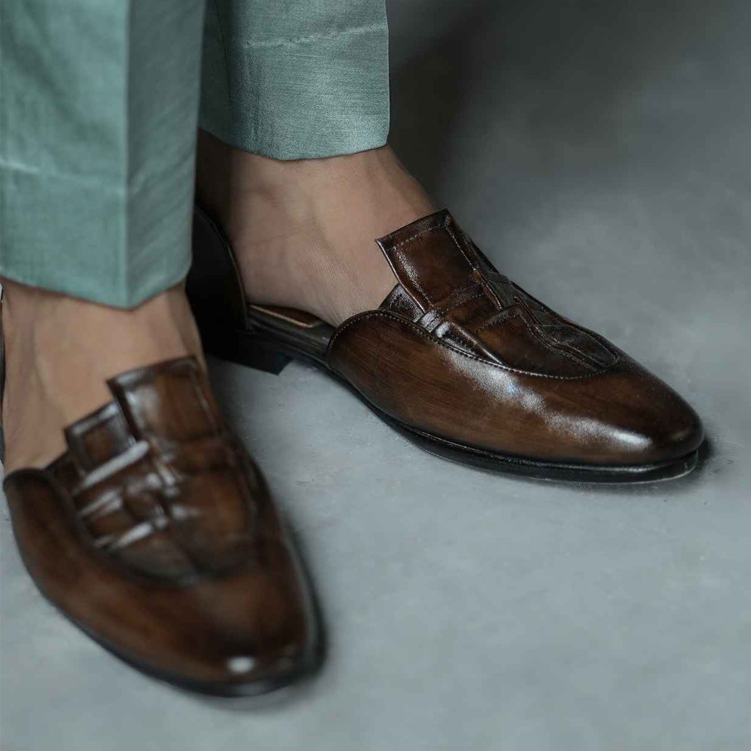Sophisticated Brown Leather Buckle Loafers