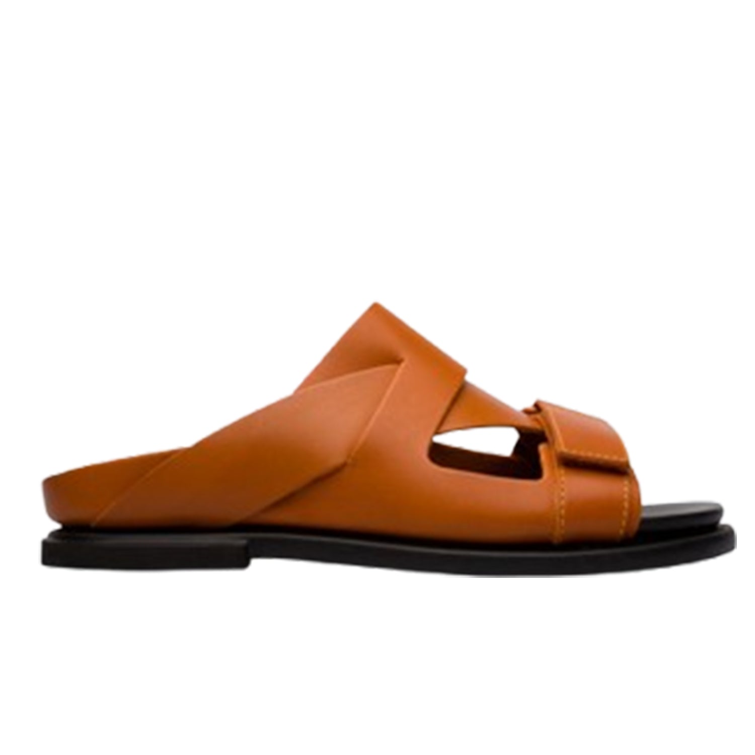 Stylish Brown Leather Slip-On Sandals with Back Strap