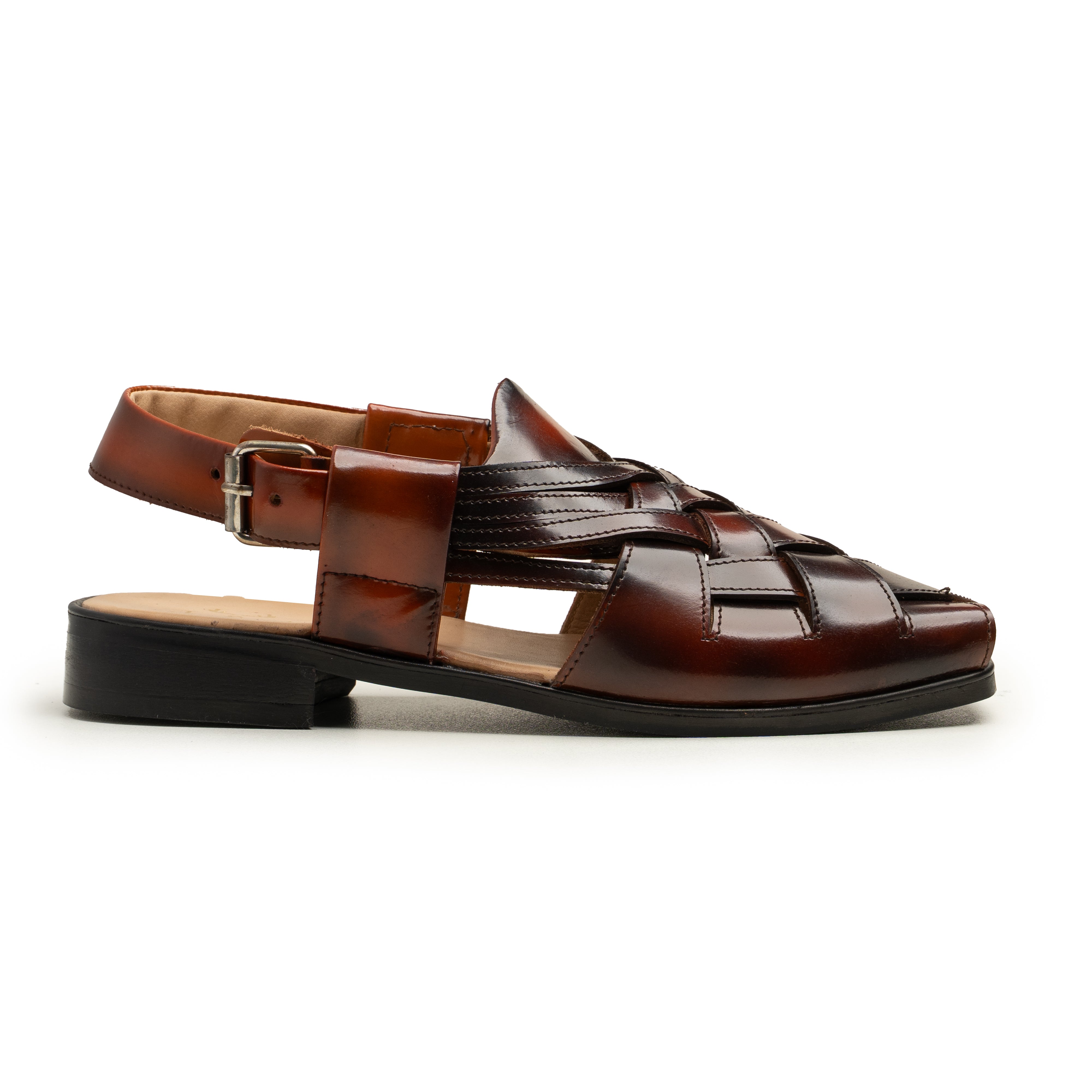 Men’s Genuine Leather Kolhapuri Sandals | Handcrafted Brown Open-Toe Ethnic Peshawari Footwear