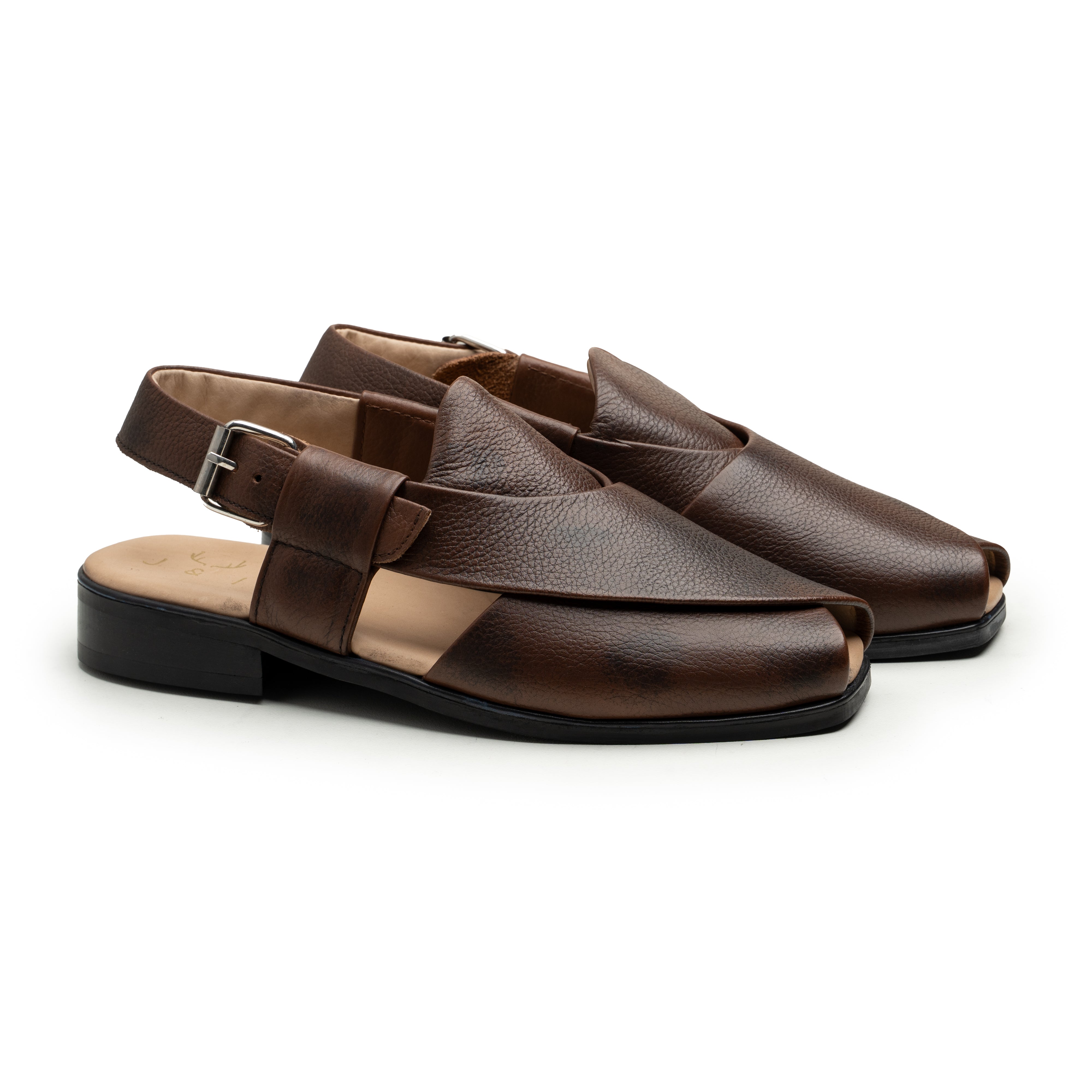 Men’s Genuine Leather Peshawari Sandals | Brown Handcrafted Back Strap Ethnic Open-Toe Footwear