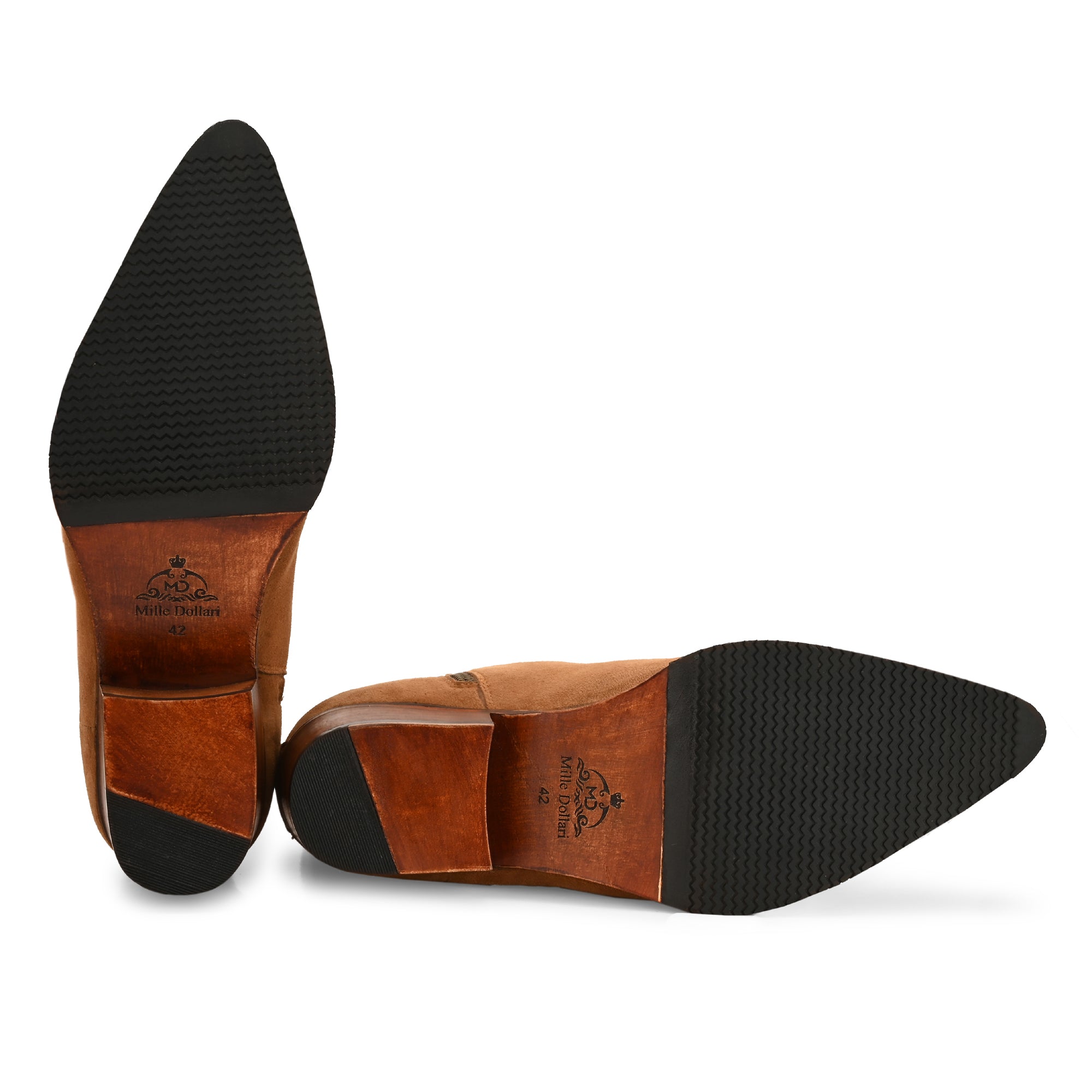 Men’s Tan Suede Chelsea Boots – Classic Western-Inspired High Ankle Boots with Block Heel