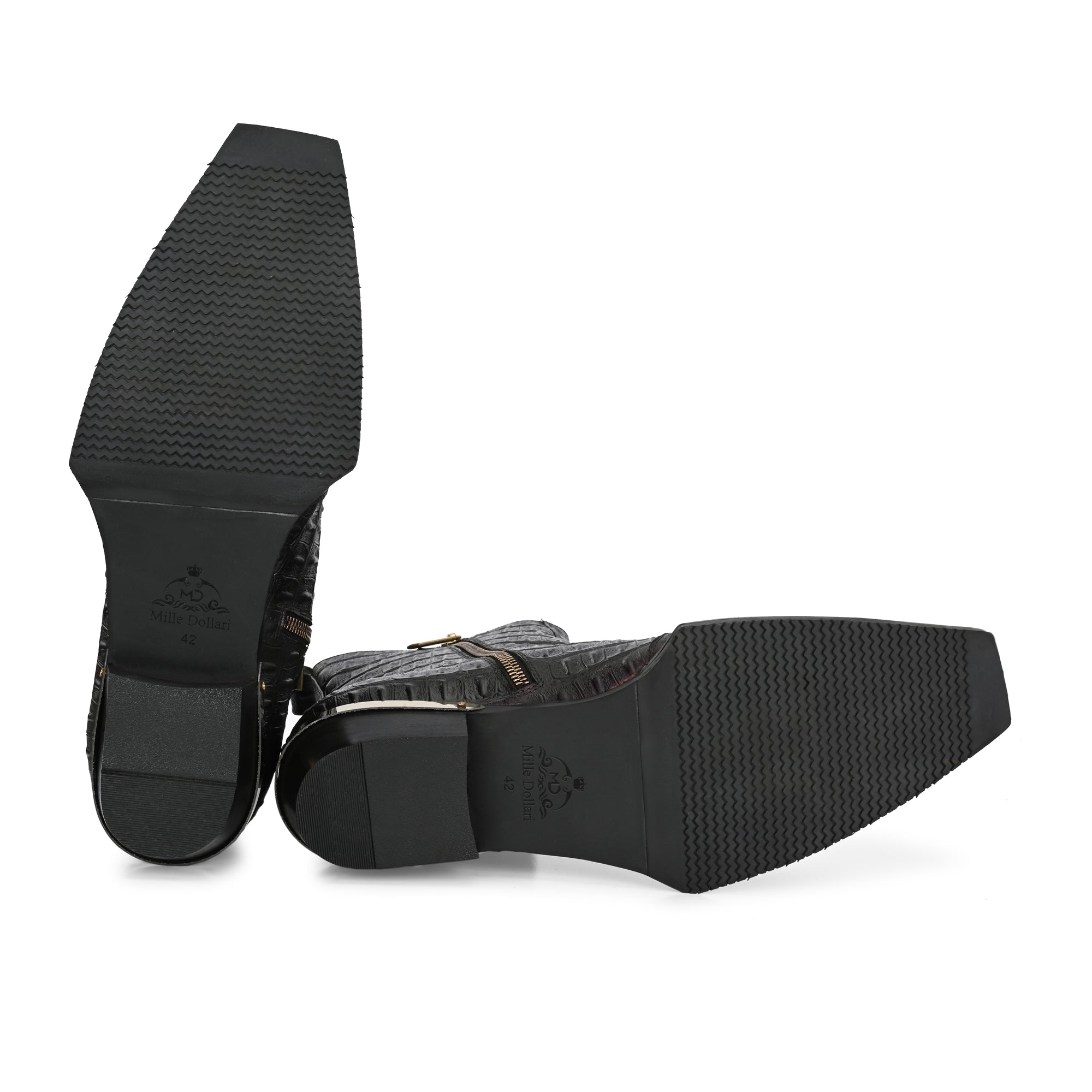 Premium Black Exotic Textured Leather Ankle Boots for Men