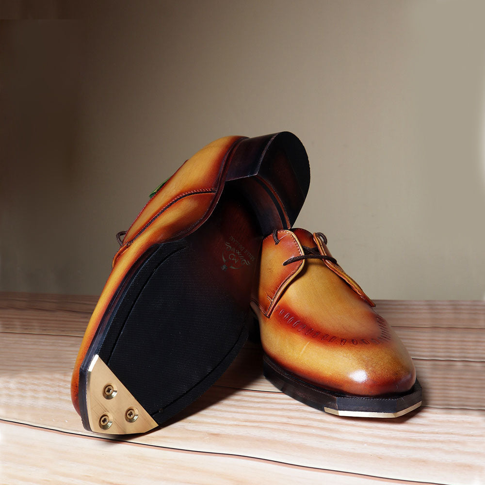 Men’s Genuine Leather Formal Shoes | Handcrafted Tan Brown Lace-Up Office & Party Wear Shoes