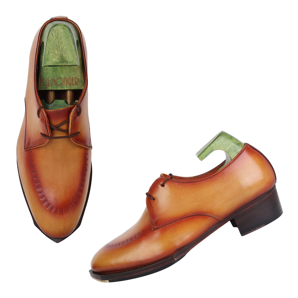 Men’s Genuine Leather Formal Shoes | Handcrafted Tan Brown Lace-Up Office & Party Wear Shoes