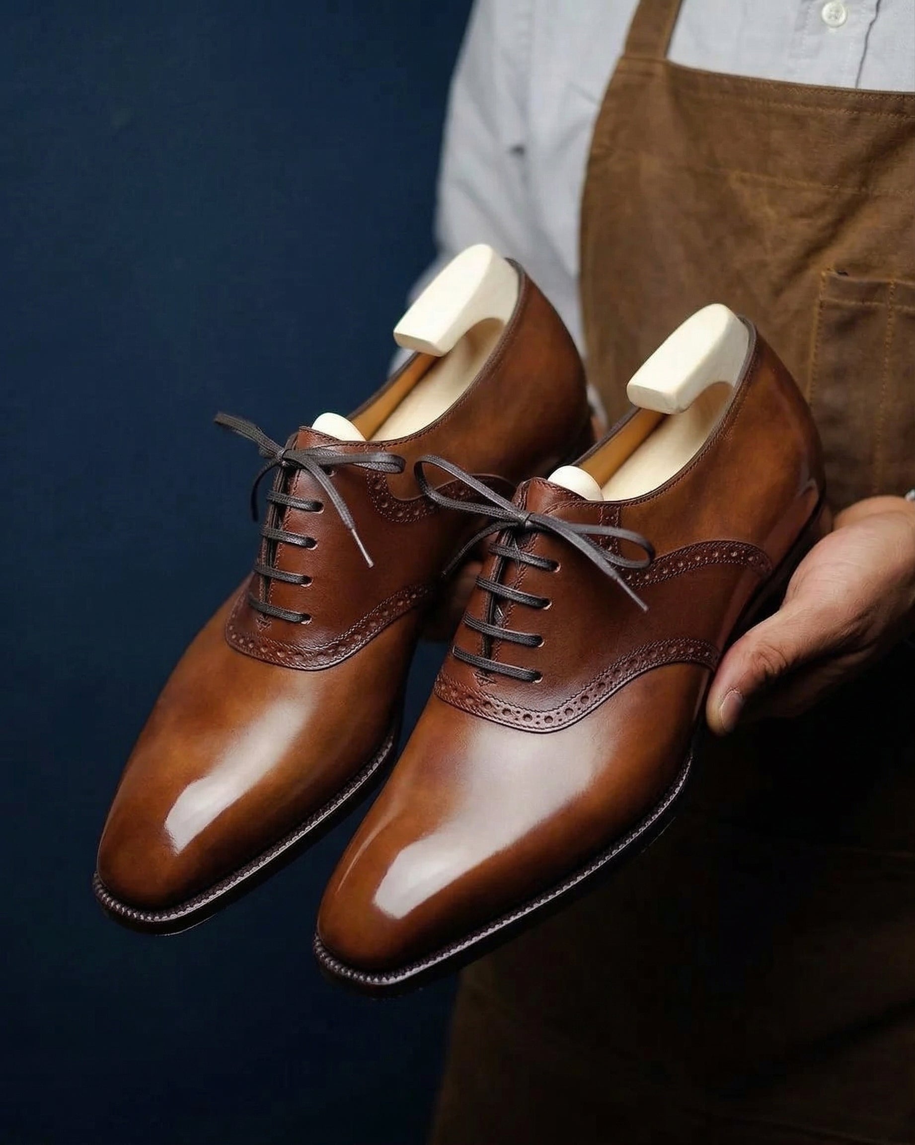 Men's Brown Hand-Patina Leather Oxford Shoes | Premium Formal Dress Shoes