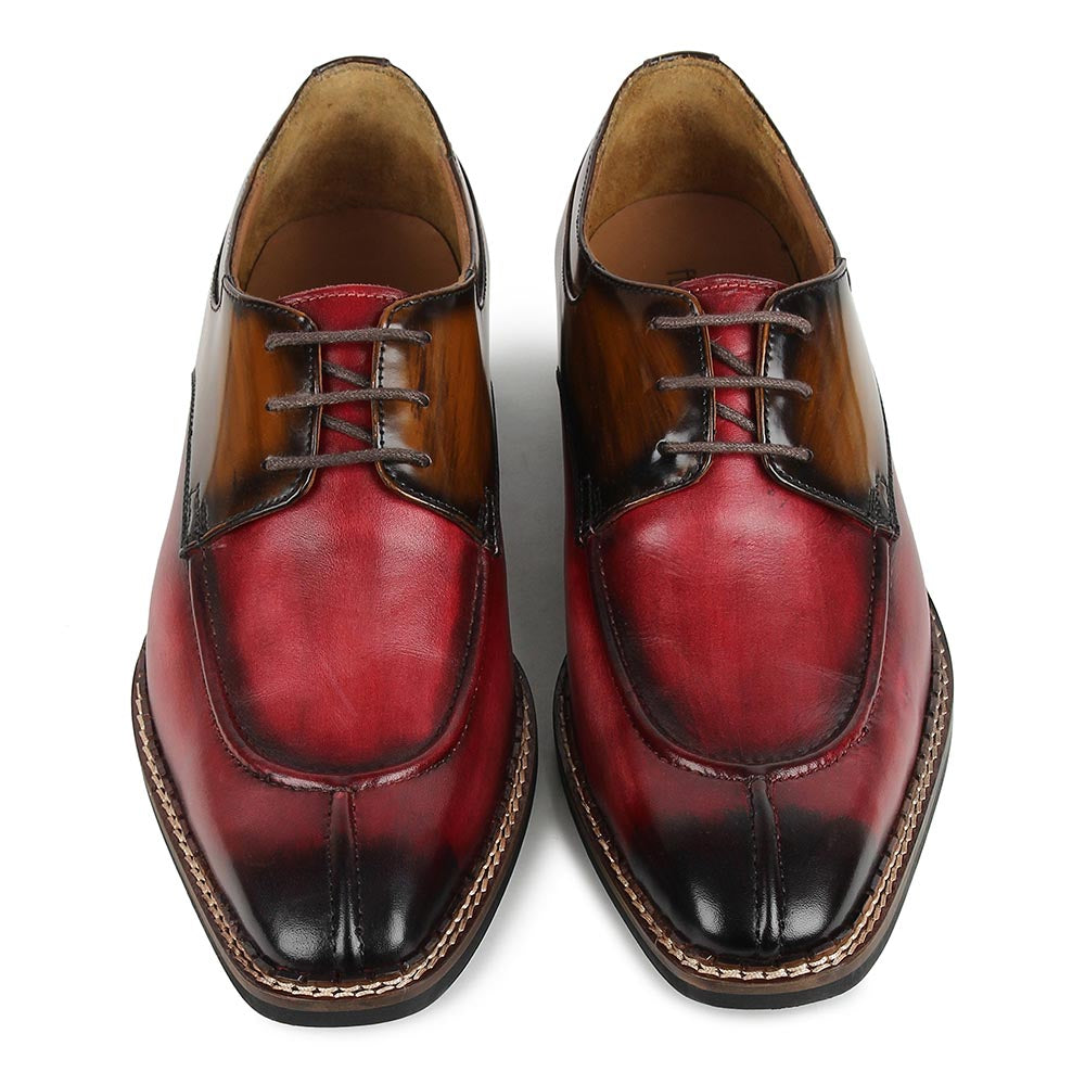 Men’s Two-Tone Leather Lace-Up Formal Shoes | Premium Oxblood & Brown Dress Shoes
