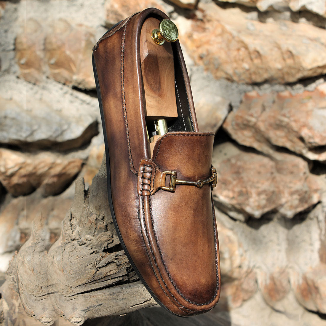 Men’s Brown Leather Horsebit Loafers – Classic Slip-On Dress Shoes