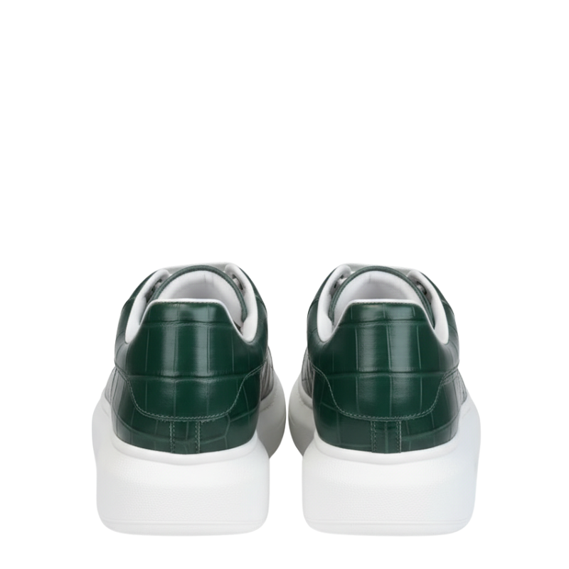 Premium Green Leather Sneakers – Stylish Casual Designer Shoes