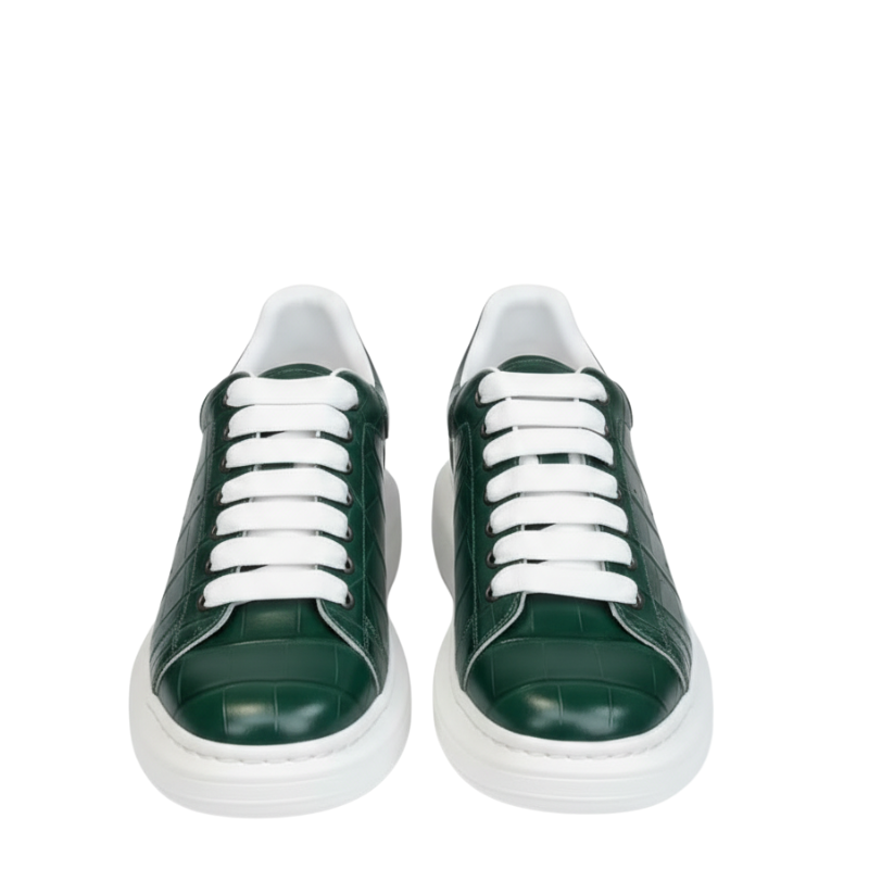 Premium Green Leather Sneakers – Stylish Casual Designer Shoes
