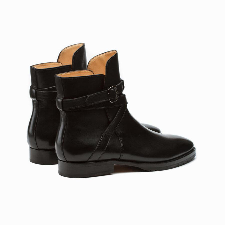 Men’s Black Leather Ankle Boots with Buckle Strap | Premium Formal & Casual Boots