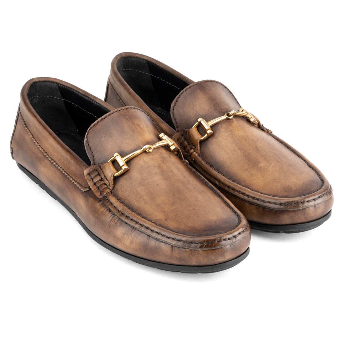 Men’s Brown Leather Horsebit Loafers – Classic Slip-On Dress Shoes