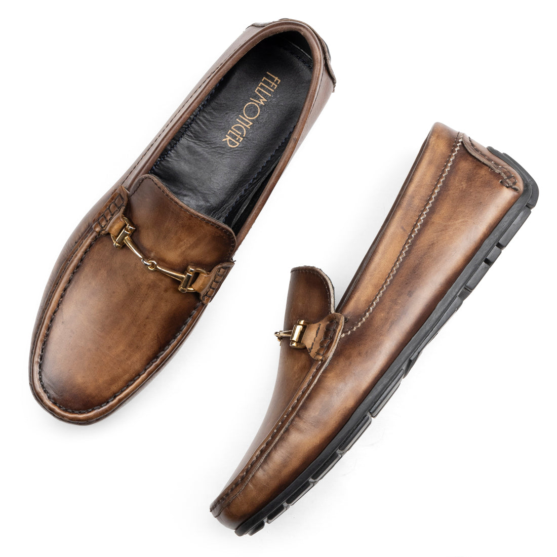 Men’s Brown Leather Horsebit Loafers – Classic Slip-On Dress Shoes