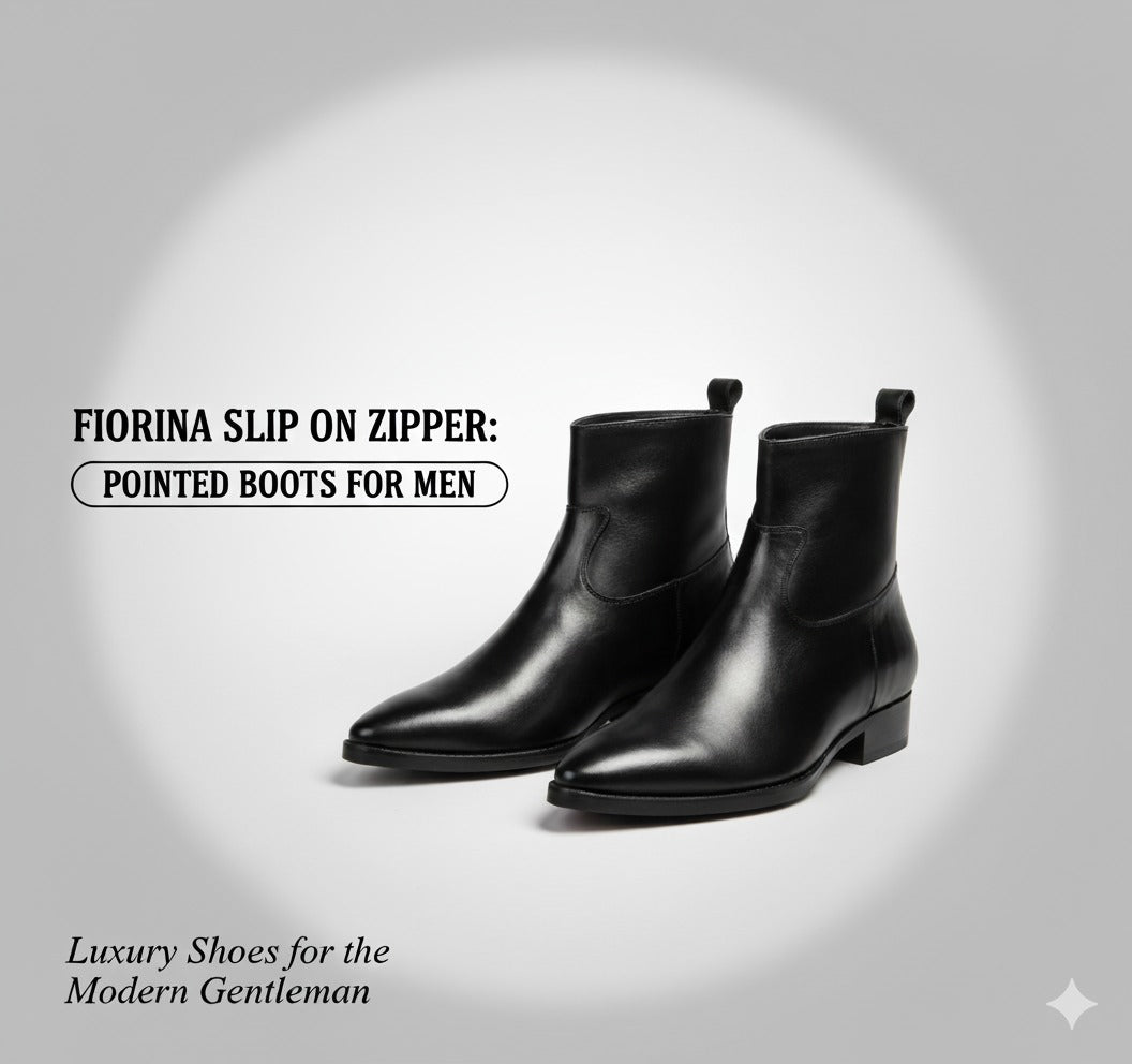 FIORINA SLIP ON ZIPPER POINTED BOOTS FOR MEN – AW26