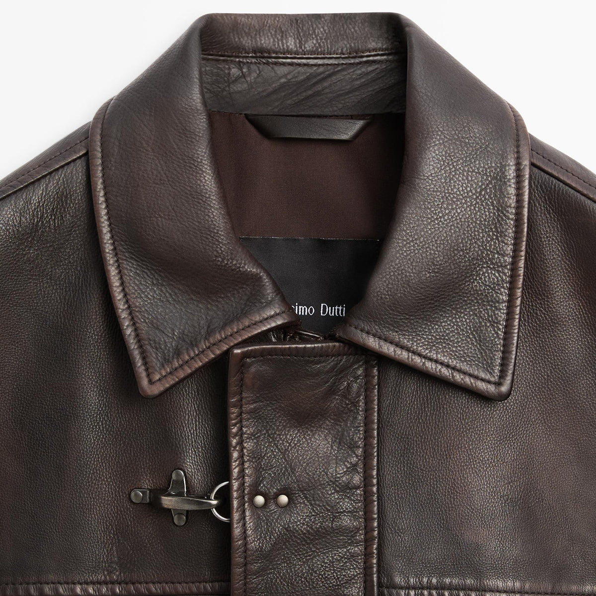 MilleDollari Men's Luxury Dark Brown Leather Jacket | Premium Leather Jacket with Shirt Collar & Front Pockets
