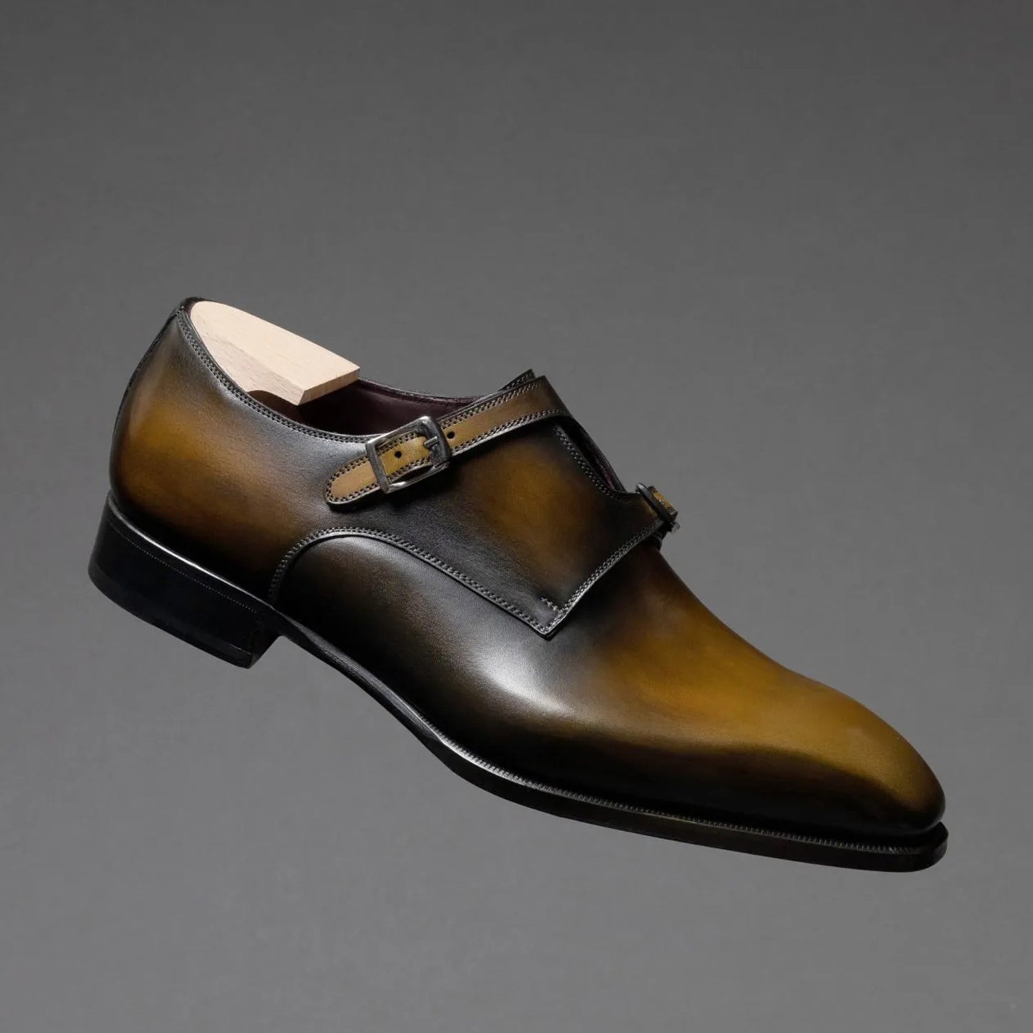 Men's Olive Green Patina Genuine Leather Double Monk Strap Formal Shoes | Luxury Handcrafted Dress Shoes for Wedding, Office & Business