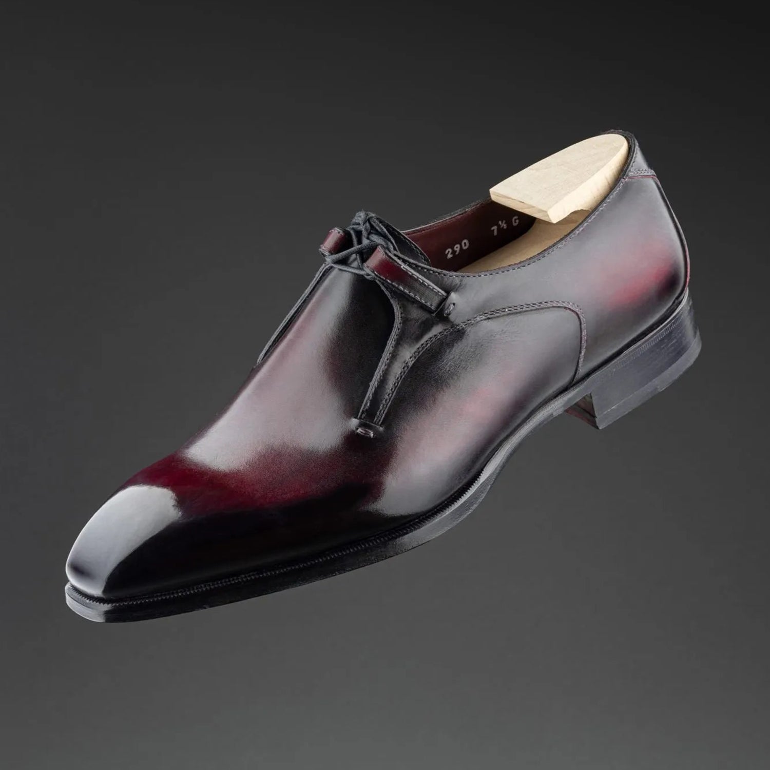 Luxury Men's Black & Burgundy Leather T-Bar Dress Shoes | Premium Formal Wedding & Party Shoes | Handcrafted Glossy Leather Slip-On