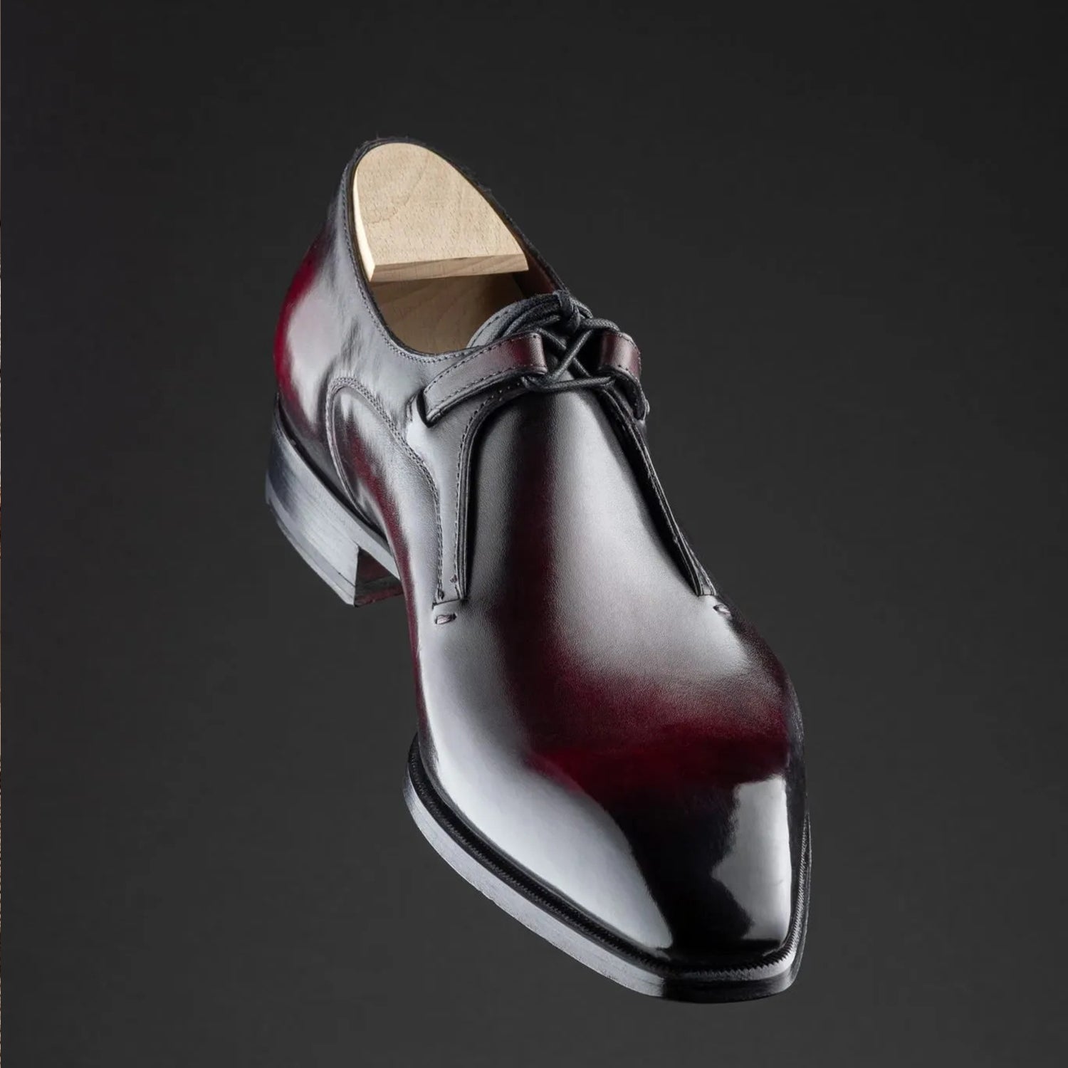 Luxury Men's Black & Burgundy Leather T-Bar Dress Shoes | Premium Formal Wedding & Party Shoes | Handcrafted Glossy Leather Slip-On