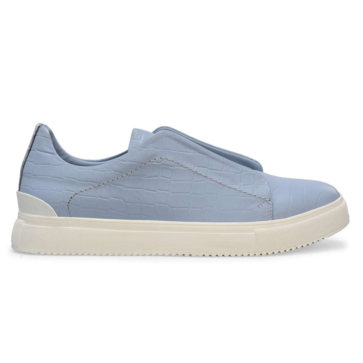 Men's Light Blue Italian Imported Calf Leather Sneakers | Memory Foam Cushioned Casual Shoes with Rubber Sole