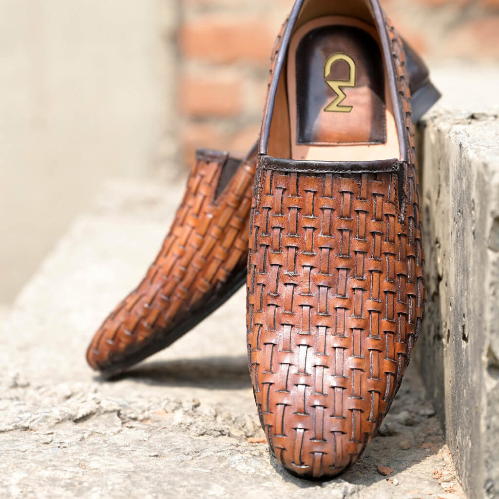 THE BOONE WEAVED LOAFER IN COGNAC