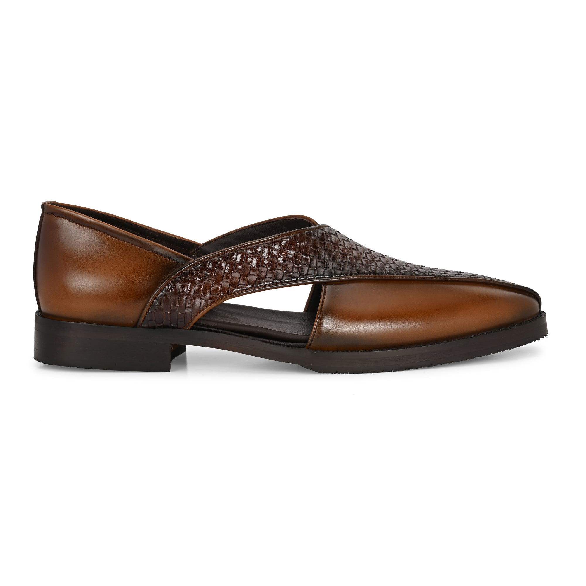 Handcrafted Men’s Brown Woven Leather Sandals