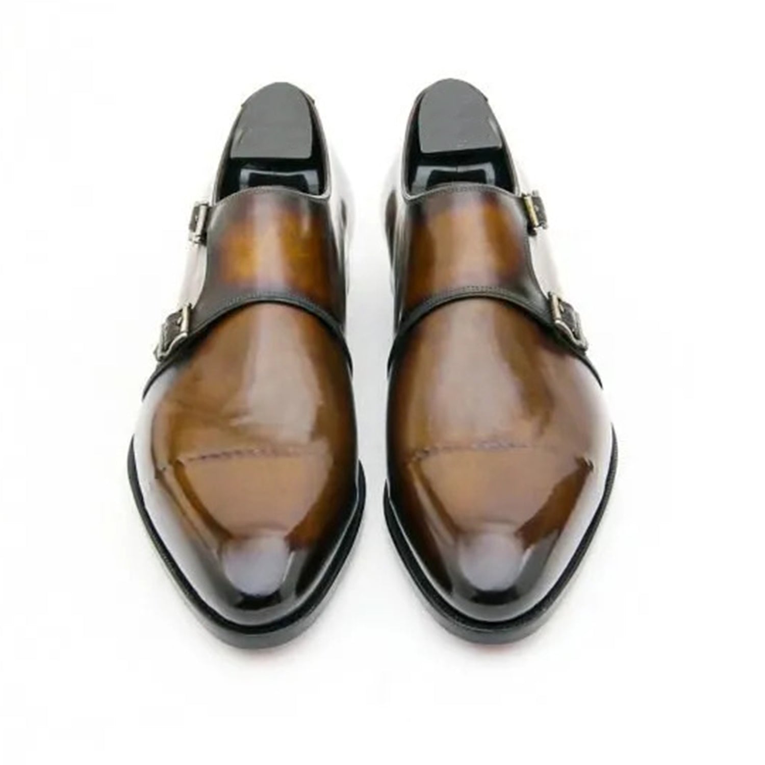 Luxury Men's Brown Double Monk Strap Leather Dress Shoes | Handcrafted Genuine Leather Formal Shoes for Wedding, Office & Business