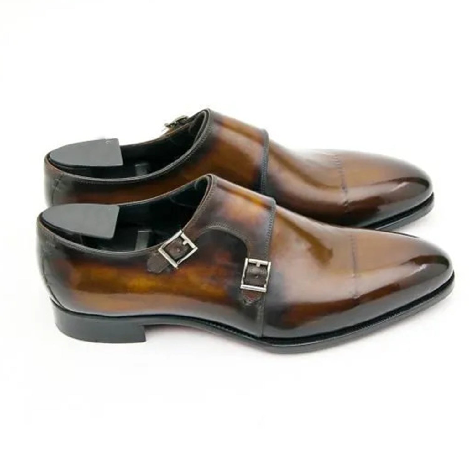 Luxury Men's Brown Double Monk Strap Leather Dress Shoes | Handcrafted Genuine Leather Formal Shoes for Wedding, Office & Business