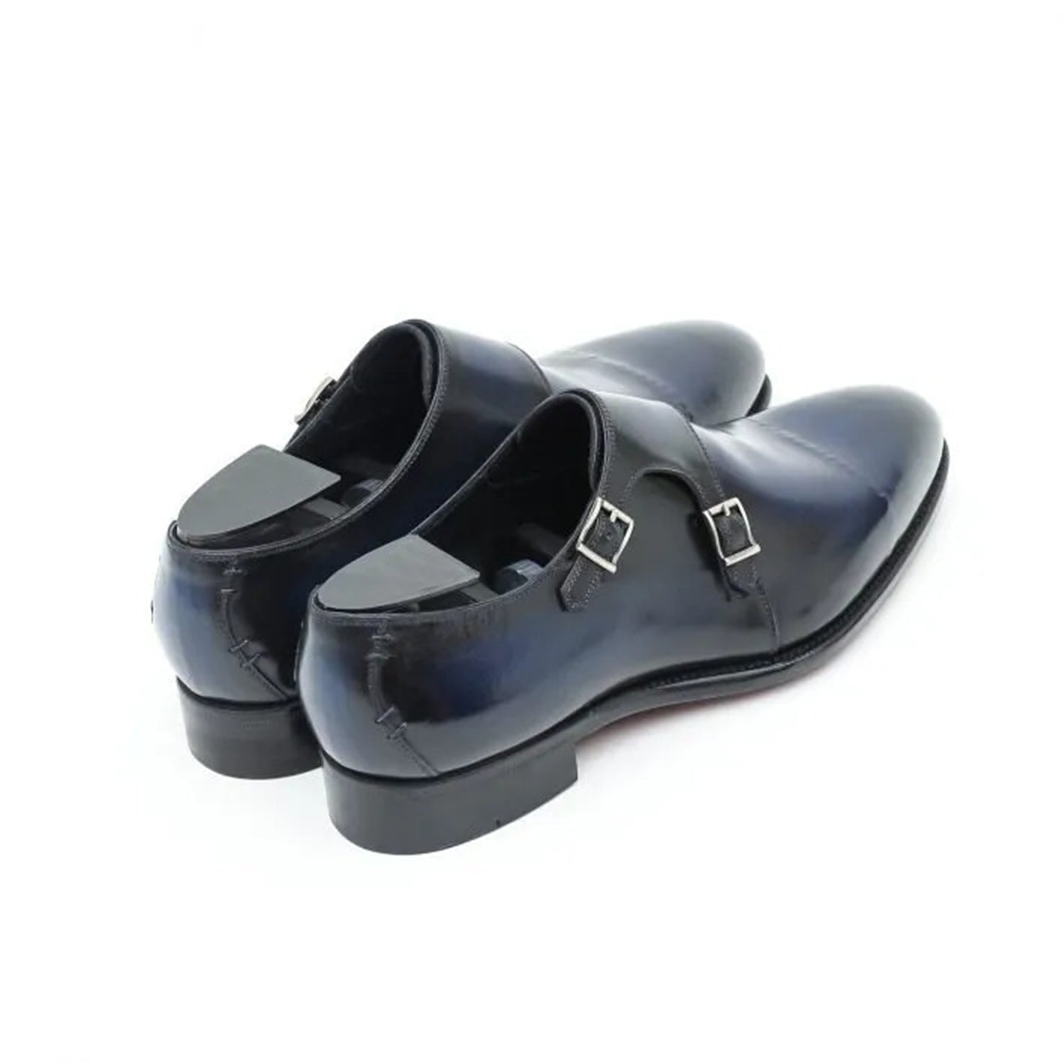Luxury Men's Navy Blue Double Monk Strap Leather Formal Shoes | Premium Handcrafted Cap Toe Dress Shoes for Wedding, Office & Business