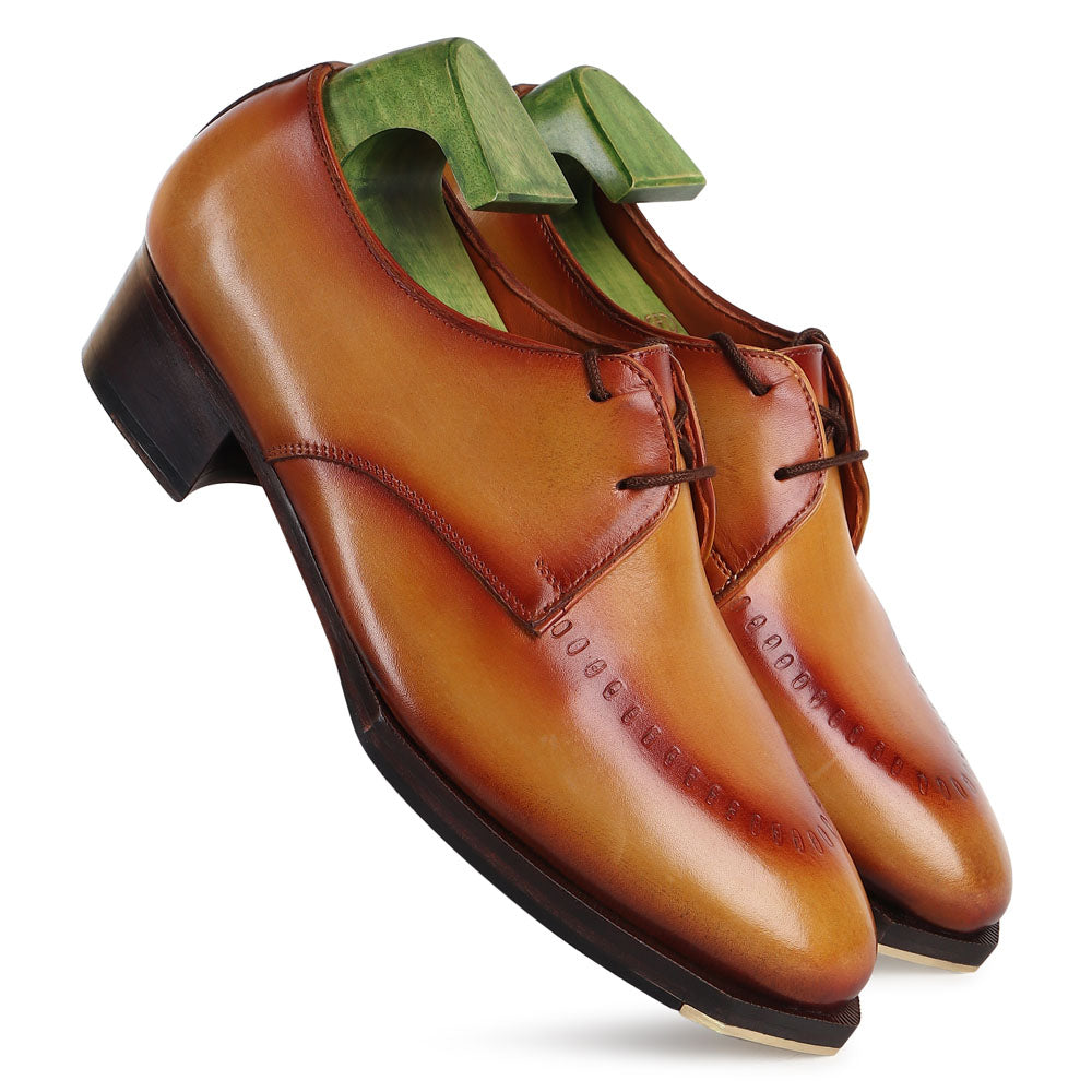 Men’s Genuine Leather Formal Shoes | Handcrafted Tan Brown Lace-Up Office & Party Wear Shoes