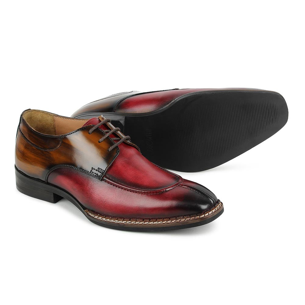 Men’s Two-Tone Leather Lace-Up Formal Shoes | Premium Oxblood & Brown Dress Shoes