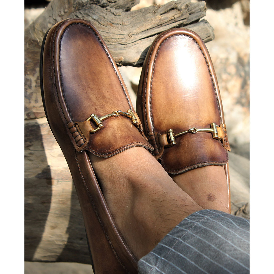 Men’s Brown Leather Horsebit Loafers – Classic Slip-On Dress Shoes