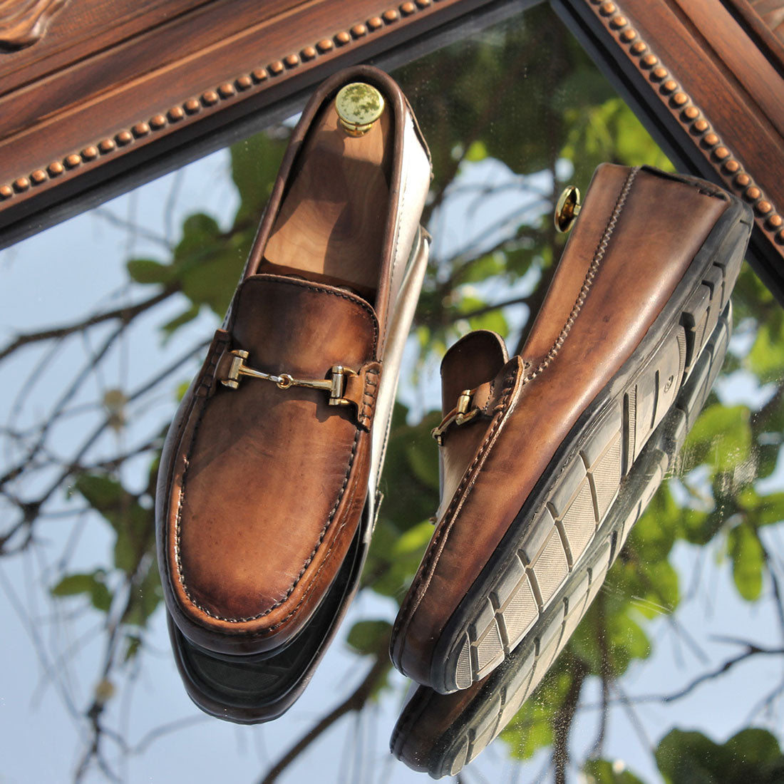 Men’s Brown Leather Horsebit Loafers – Classic Slip-On Dress Shoes