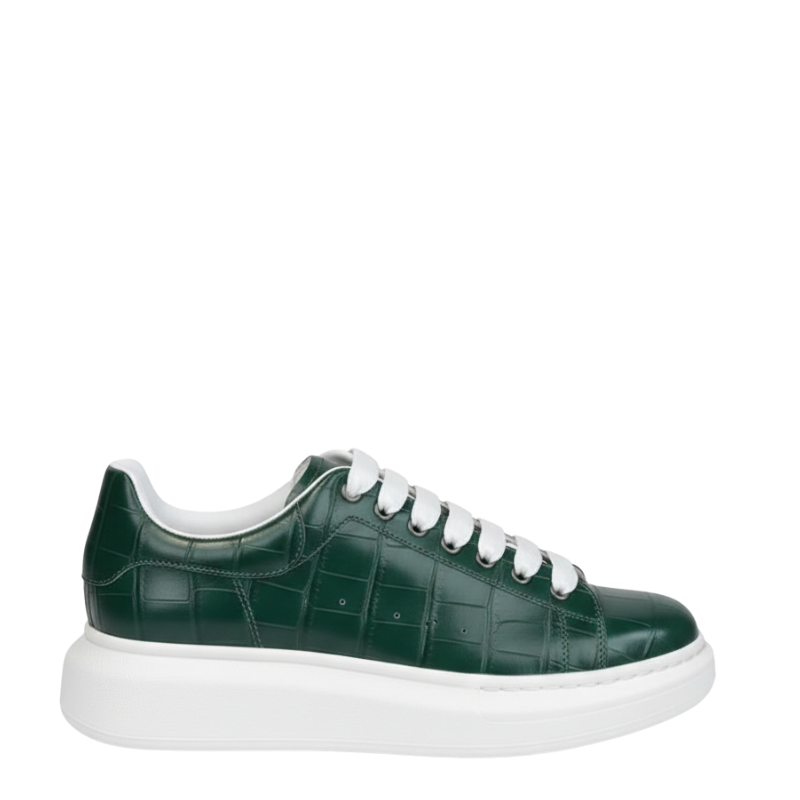 Premium Green Leather Sneakers – Stylish Casual Designer Shoes