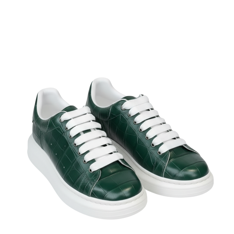 Premium Green Leather Sneakers – Stylish Casual Designer Shoes