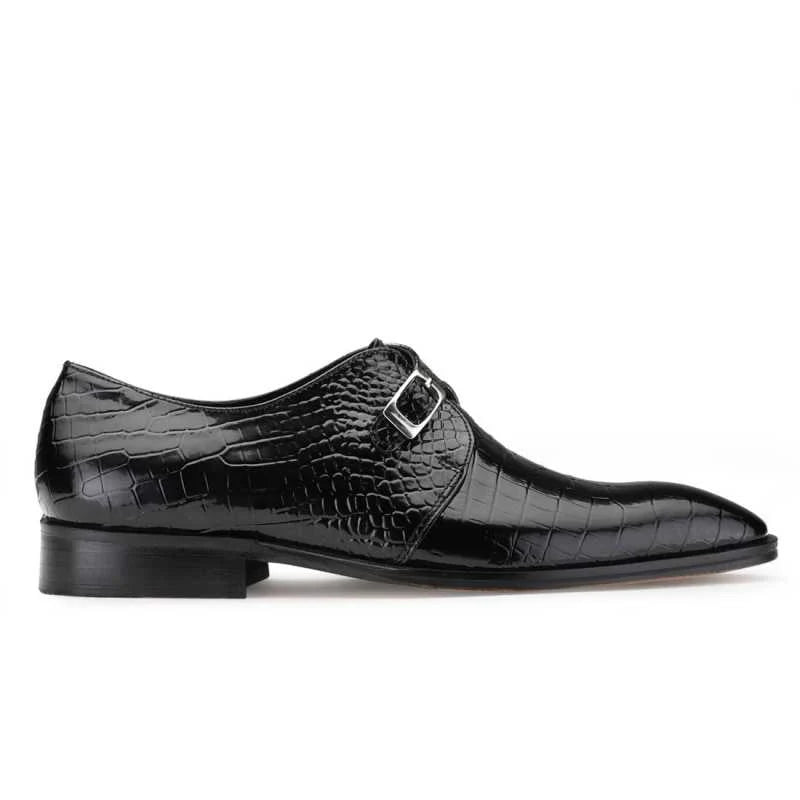 Midnight Gleam Black Single Patent Croco Monkstrap