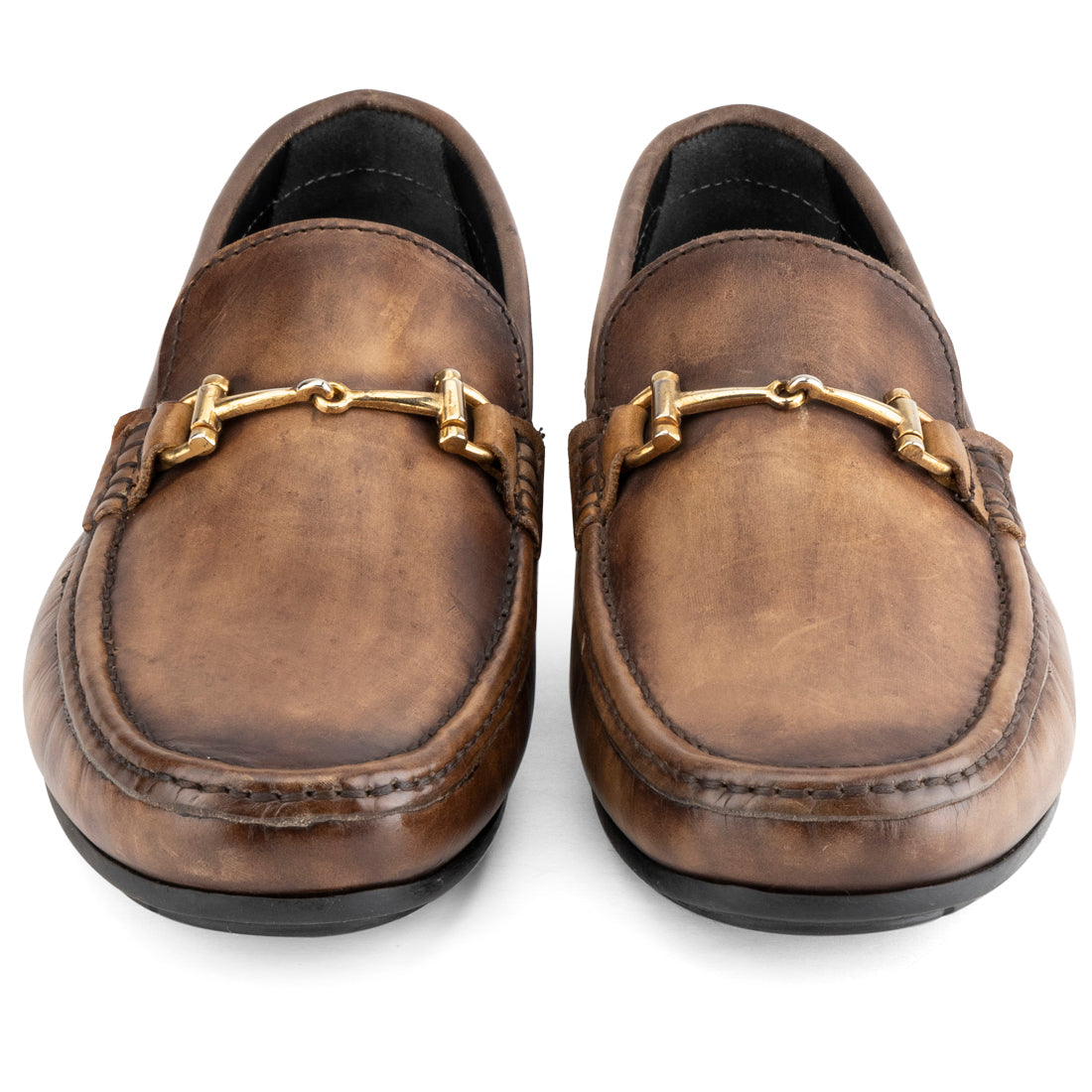 Men’s Brown Leather Horsebit Loafers – Classic Slip-On Dress Shoes
