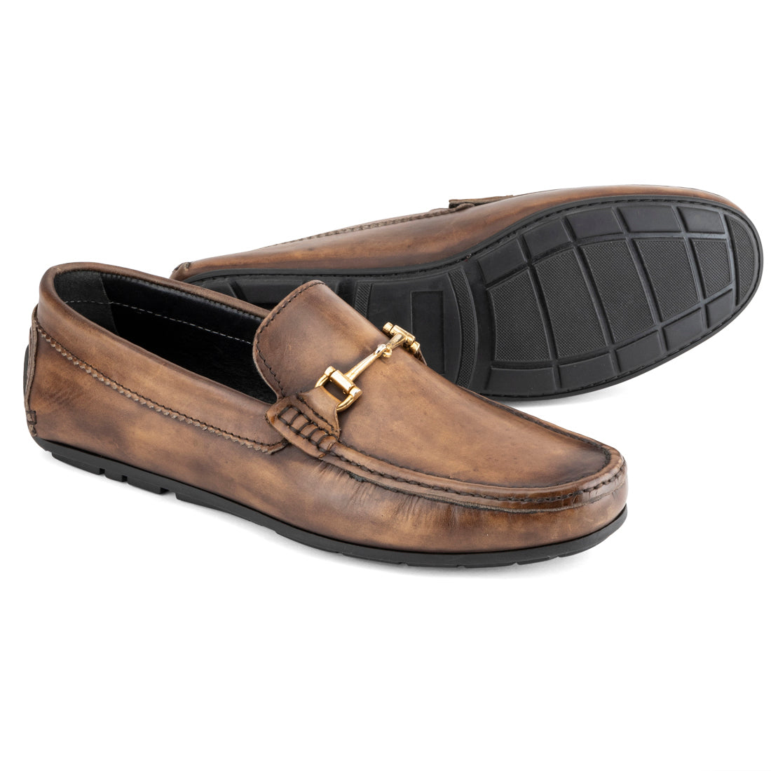 Men’s Brown Leather Horsebit Loafers – Classic Slip-On Dress Shoes