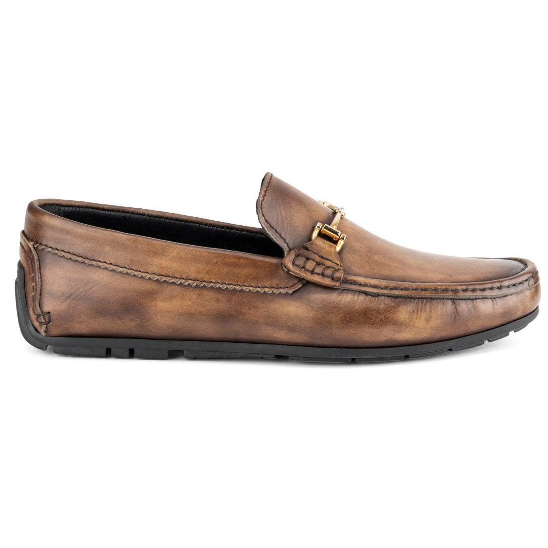 Men’s Brown Leather Horsebit Loafers – Classic Slip-On Dress Shoes