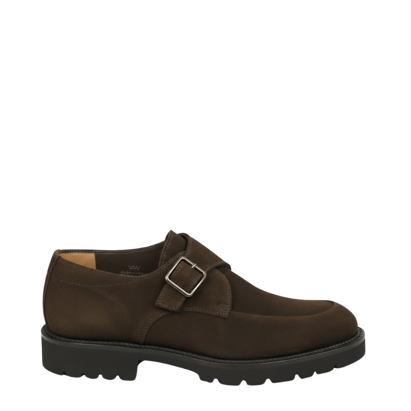 Men’s Brown Leather Monk Strap Shoes – Classic Buckle Formal Shoes