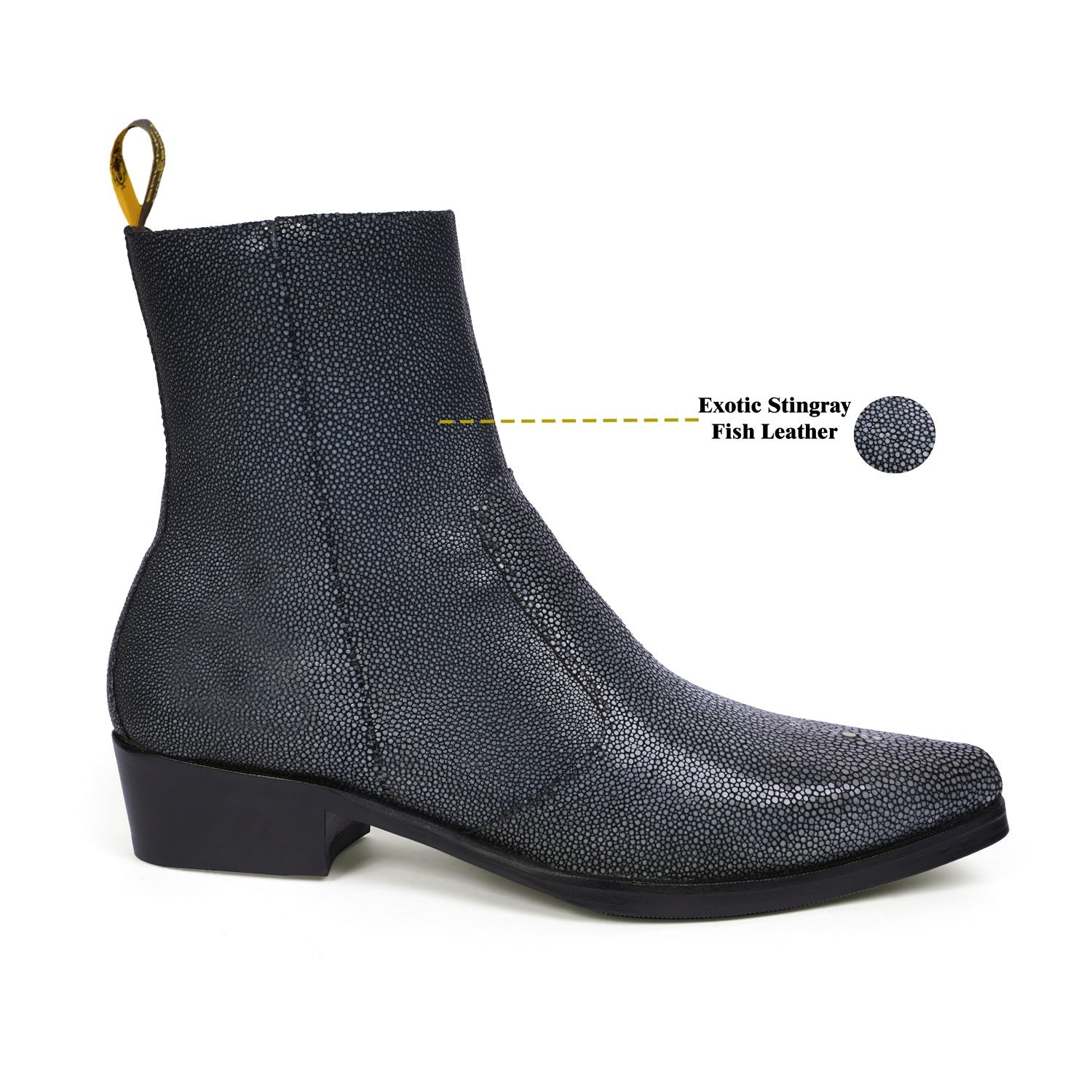 Men’s Textured Leather Ankle Boots | Premium Stingray-Style Finish | Side Zip Formal & Casual Boots