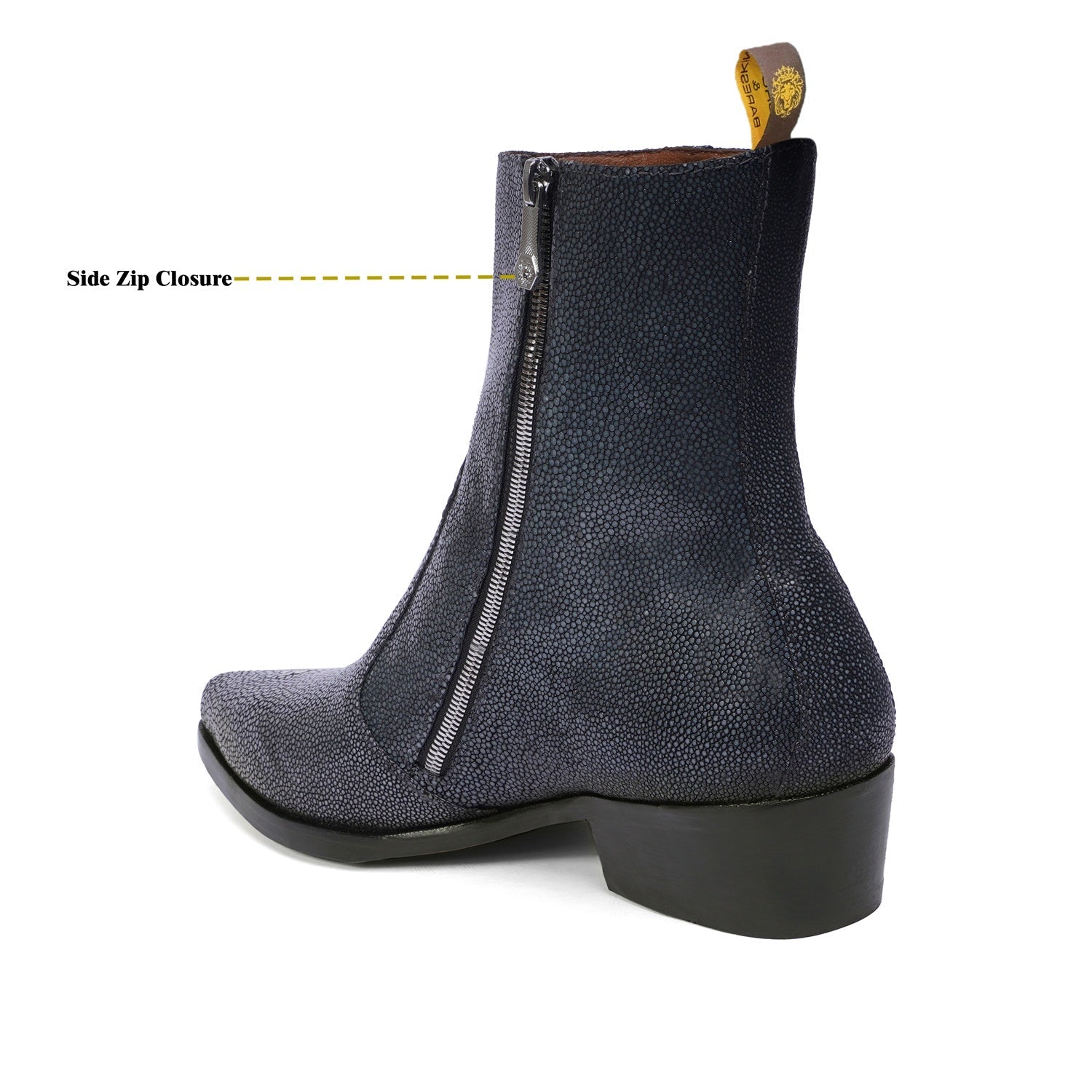 Men’s Textured Leather Ankle Boots | Premium Stingray-Style Finish | Side Zip Formal & Casual Boots