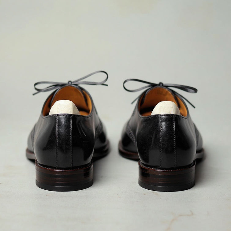 Men's Black Leather Derby Shoes | Premium Brogue Lace-Up Formal Shoes