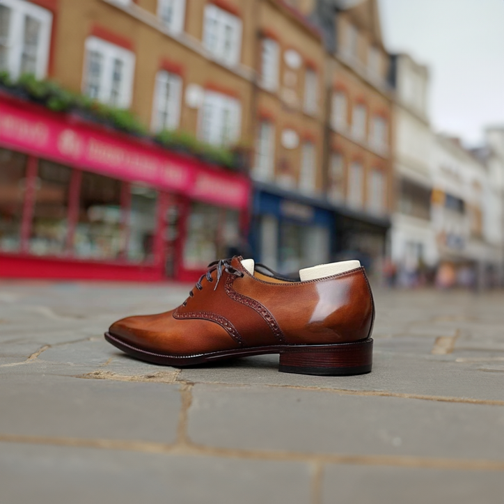 Men's Brown Hand-Patina Leather Oxford Shoes | Premium Formal Dress Shoes