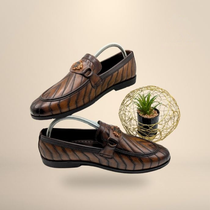 Men’s Premium Brown Leather Loafers – Stylish Slip-On Formal & Casual Shoes